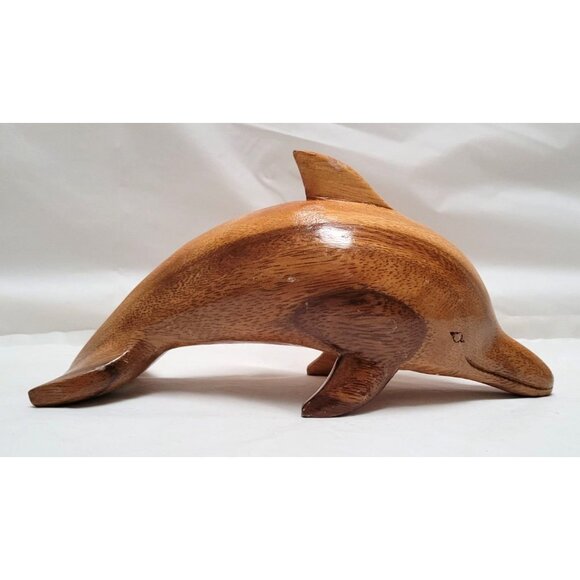 Hand-Carved Wooden Dolphin Figurine Figure Statue About 7 Inches Long - Lot E - Picture 2 of 7